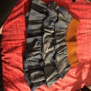 Denim Style Soft Skirt With Brown Border